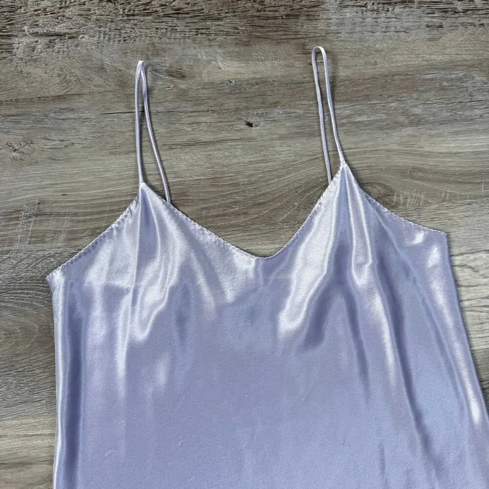 Vintage 90S California Dynasty Lilac Satin Robe Slip Peignoir Set Brisal USA M/S